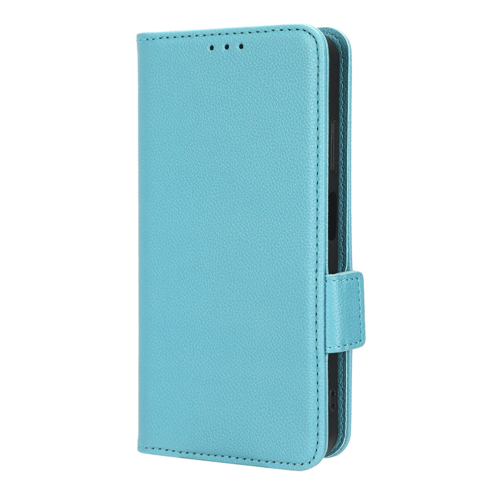 For Blackview A85 Wallet Phone Case PU Leather Litchi Texture Stand Cover with Strap