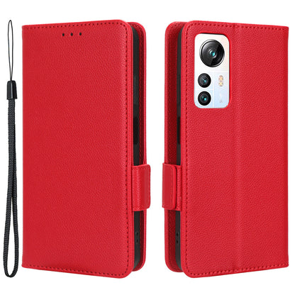 For Blackview A85 Wallet Phone Case PU Leather Litchi Texture Stand Cover with Strap