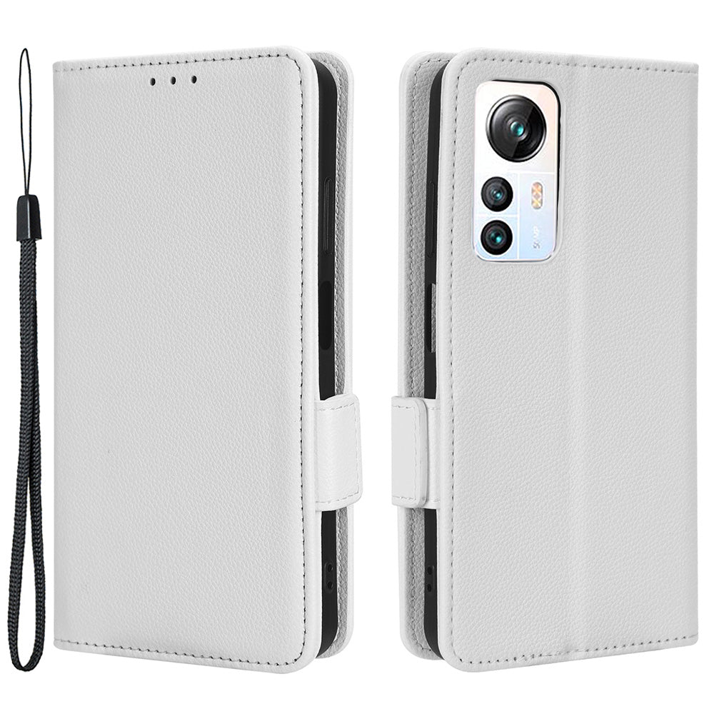 For Blackview A85 Wallet Phone Case PU Leather Litchi Texture Stand Cover with Strap