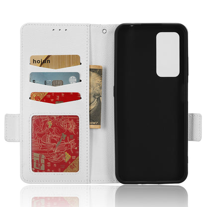 For Blackview A85 Wallet Phone Case PU Leather Litchi Texture Stand Cover with Strap