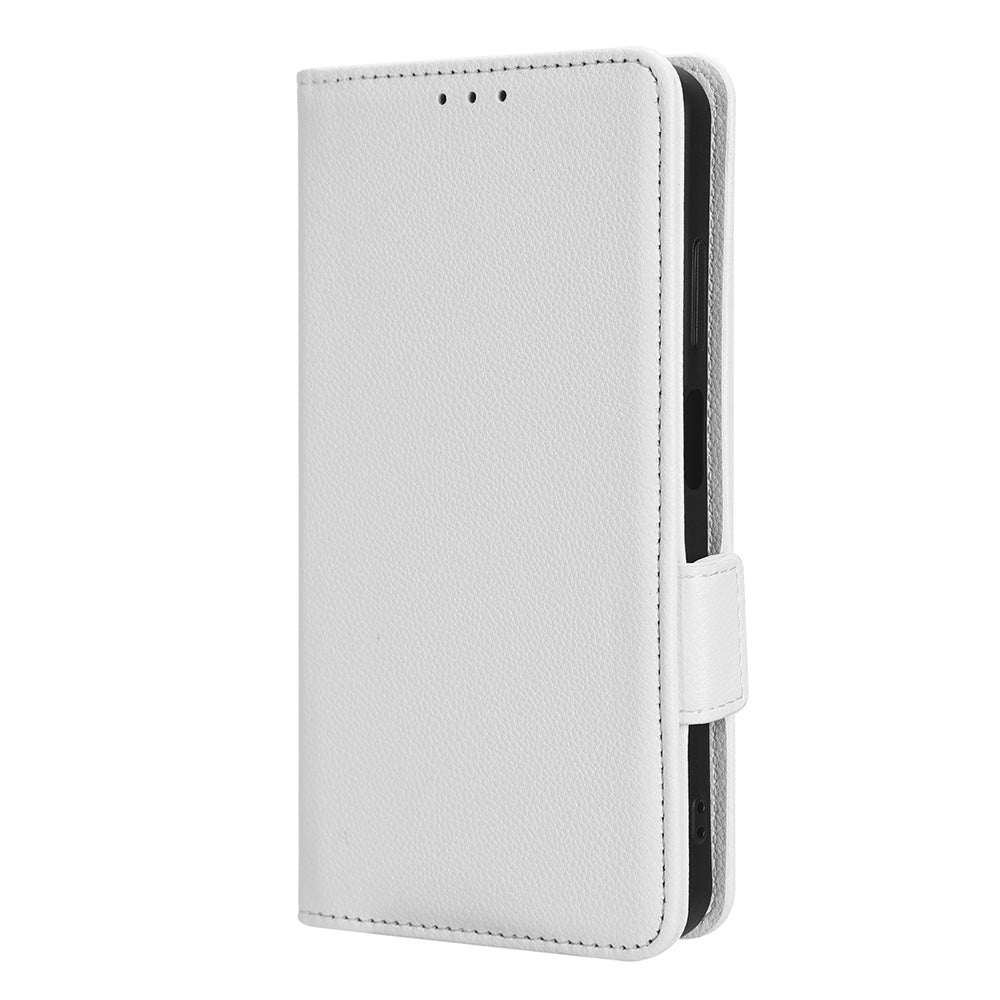 For Blackview A85 Wallet Phone Case PU Leather Litchi Texture Stand Cover with Strap