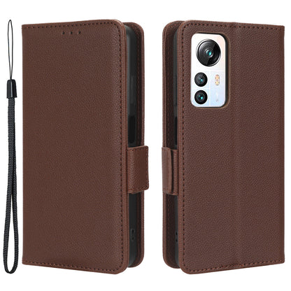 For Blackview A85 Wallet Phone Case PU Leather Litchi Texture Stand Cover with Strap