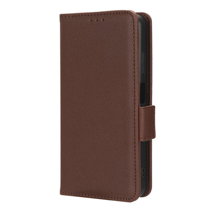 For Blackview A85 Wallet Phone Case PU Leather Litchi Texture Stand Cover with Strap