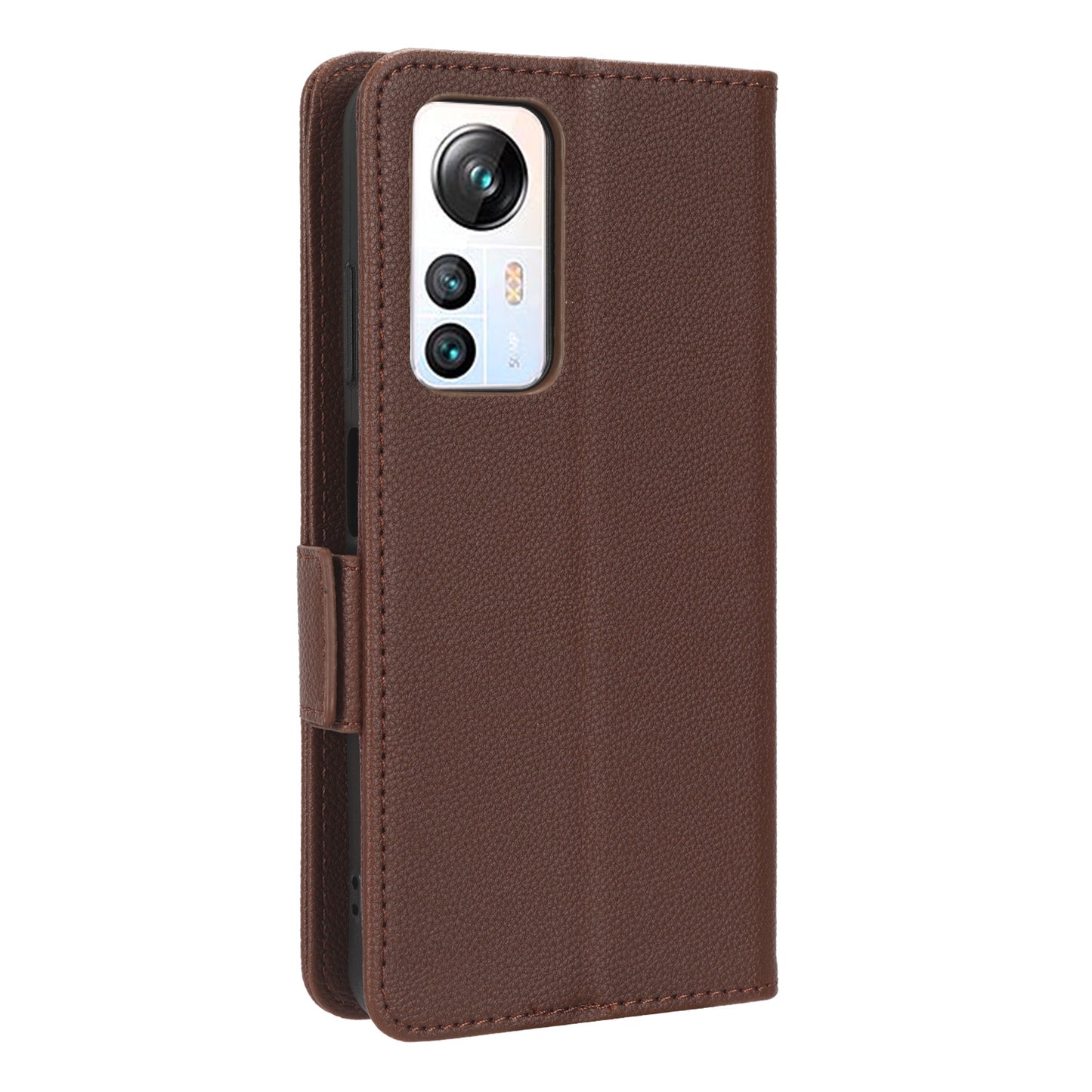 For Blackview A85 Wallet Phone Case PU Leather Litchi Texture Stand Cover with Strap