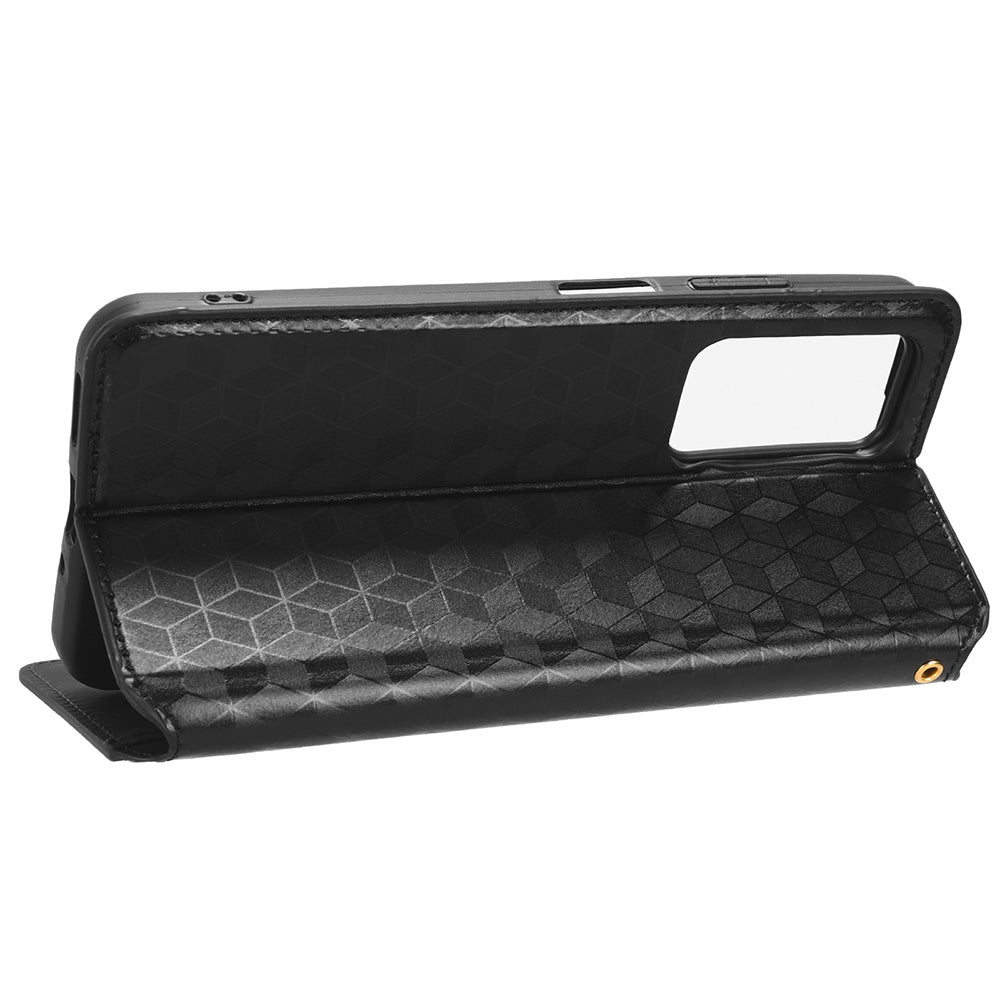 For Blackview A85 PU Leather Imprinted Rhombus Pattern Phone Case Stand Wallet Flip Cover