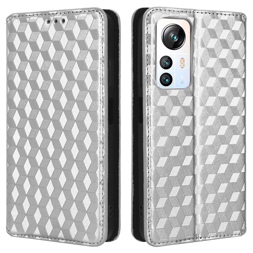 For Blackview A85 PU Leather Imprinted Rhombus Pattern Phone Case Stand Wallet Flip Cover