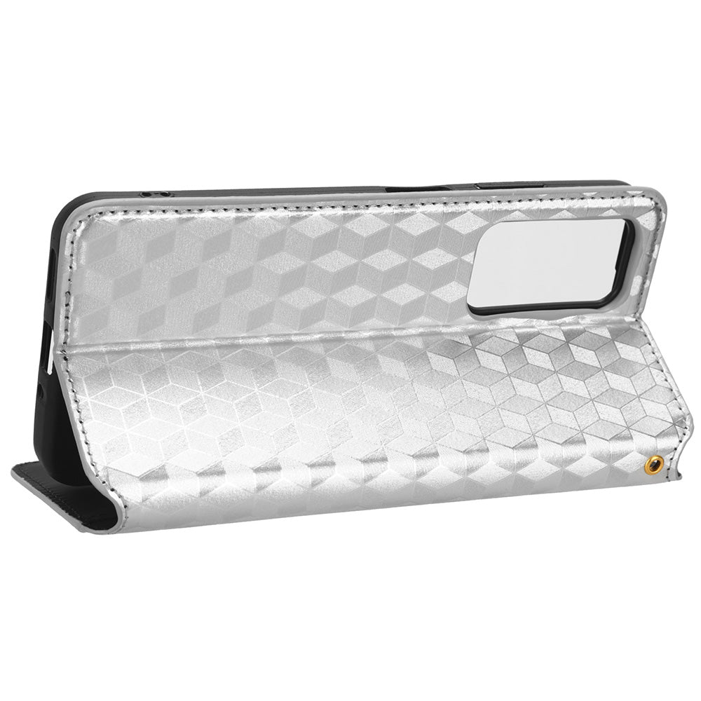 For Blackview A85 PU Leather Imprinted Rhombus Pattern Phone Case Stand Wallet Flip Cover