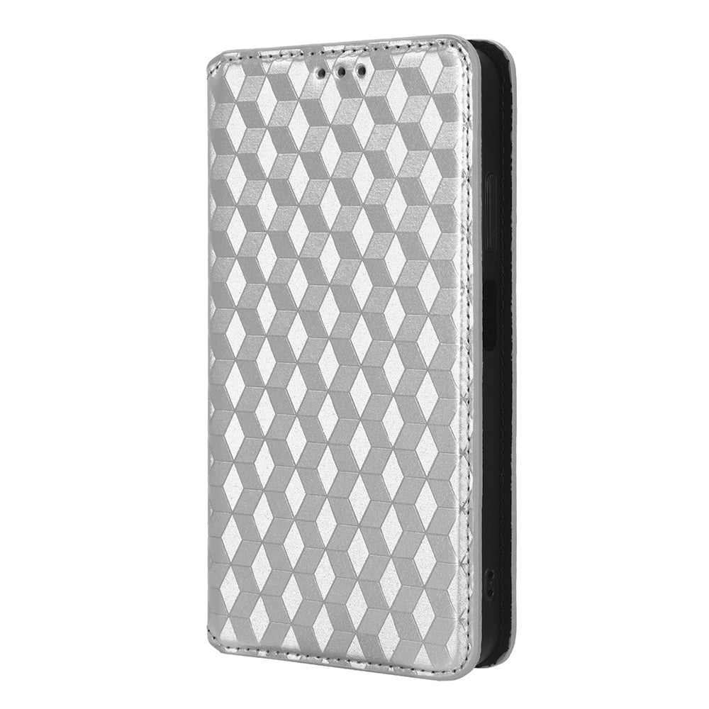 For Blackview A85 PU Leather Imprinted Rhombus Pattern Phone Case Stand Wallet Flip Cover