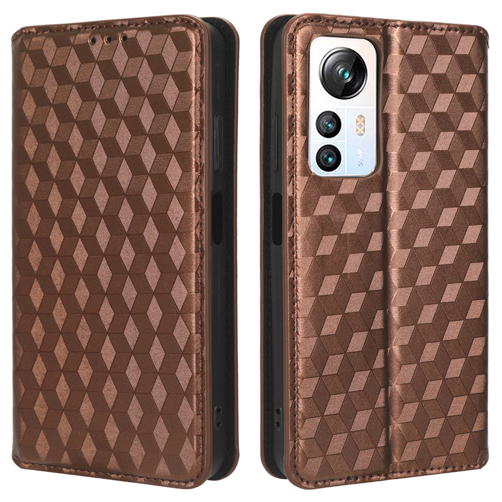 For Blackview A85 PU Leather Imprinted Rhombus Pattern Phone Case Stand Wallet Flip Cover