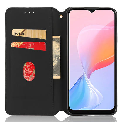 For Blackview A85 PU Leather Imprinted Rhombus Pattern Phone Case Stand Wallet Flip Cover