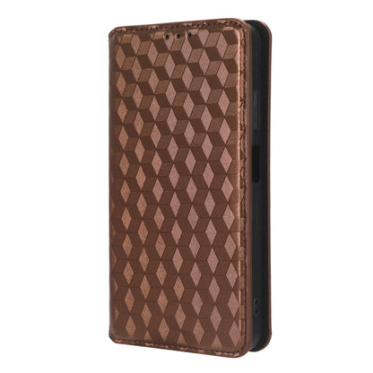 For Blackview A85 PU Leather Imprinted Rhombus Pattern Phone Case Stand Wallet Flip Cover