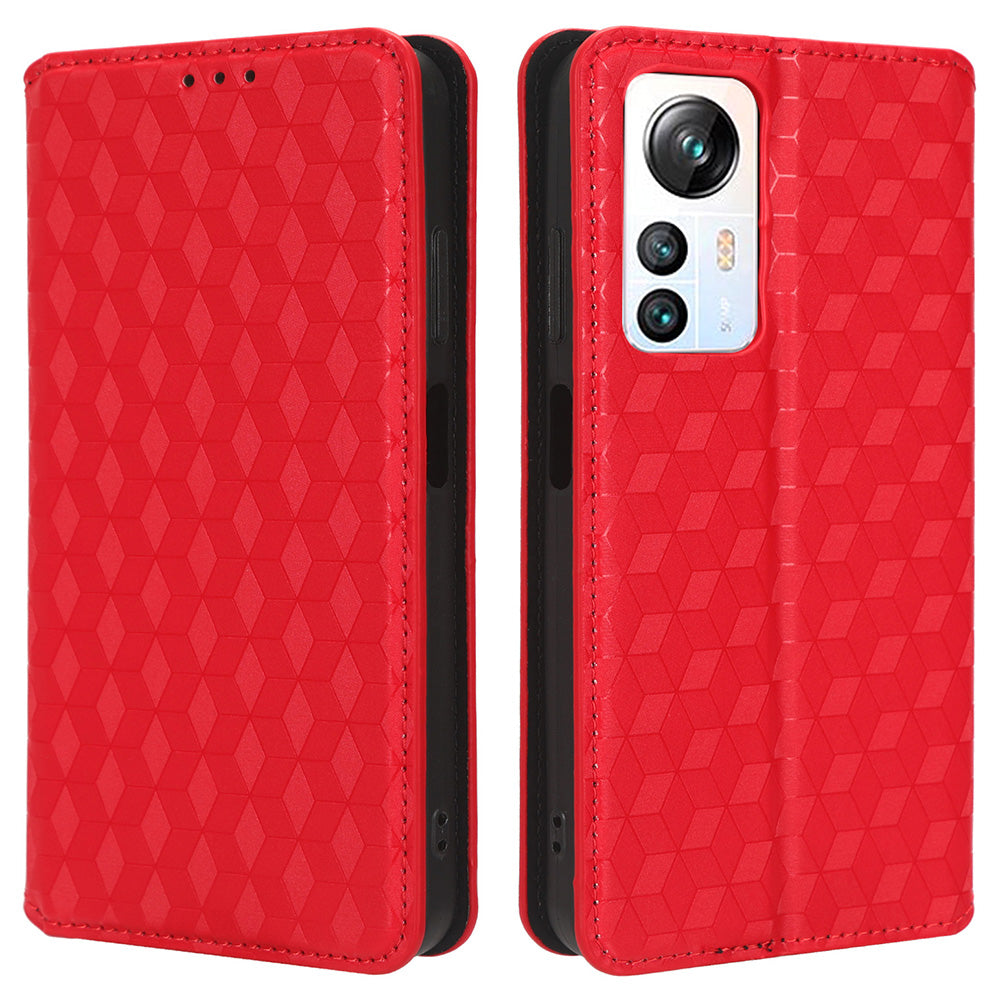 For Blackview A85 PU Leather Imprinted Rhombus Pattern Phone Case Stand Wallet Flip Cover