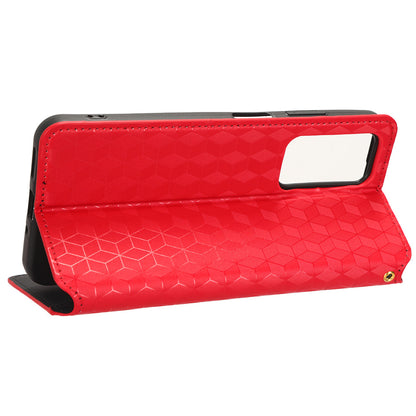 For Blackview A85 PU Leather Imprinted Rhombus Pattern Phone Case Stand Wallet Flip Cover