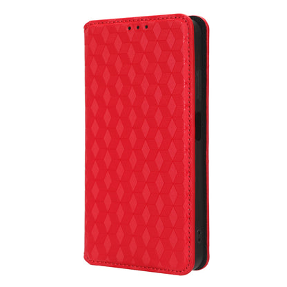 For Blackview A85 PU Leather Imprinted Rhombus Pattern Phone Case Stand Wallet Flip Cover