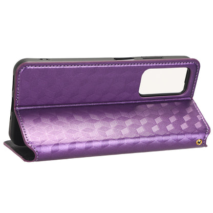 For Blackview A85 PU Leather Imprinted Rhombus Pattern Phone Case Stand Wallet Flip Cover