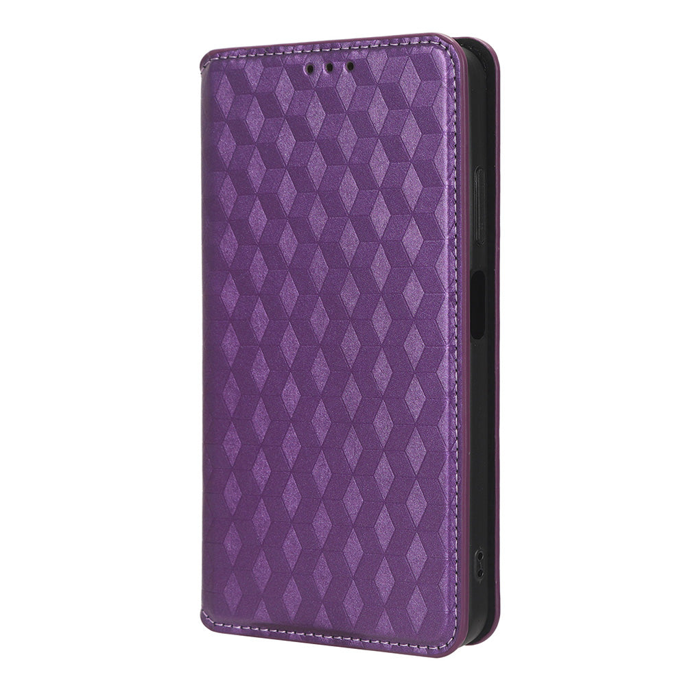 For Blackview A85 PU Leather Imprinted Rhombus Pattern Phone Case Stand Wallet Flip Cover