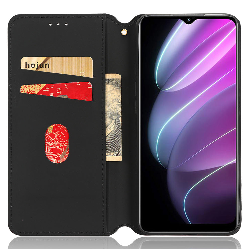For Realme V30 5G / V30t PU Leather Wallet Case Imprinted Rhombus Pattern Stand Phone Cover