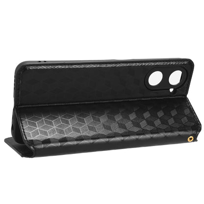 For Realme V30 5G / V30t PU Leather Wallet Case Imprinted Rhombus Pattern Stand Phone Cover