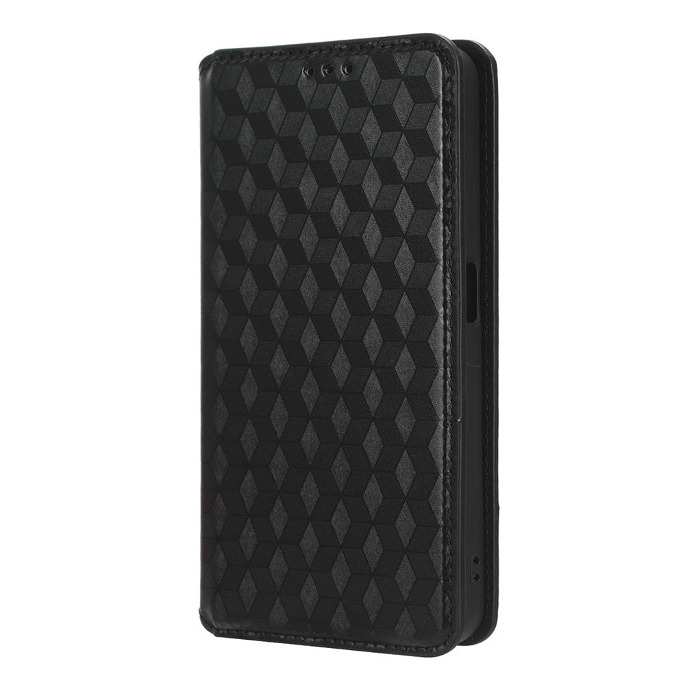 For Realme V30 5G / V30t PU Leather Wallet Case Imprinted Rhombus Pattern Stand Phone Cover