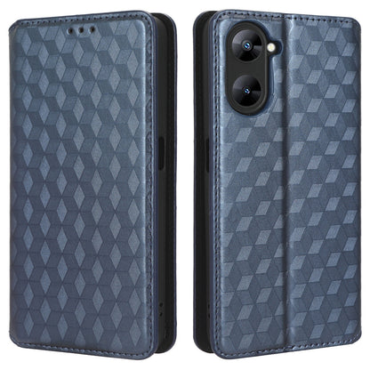 For Realme V30 5G / V30t PU Leather Wallet Case Imprinted Rhombus Pattern Stand Phone Cover