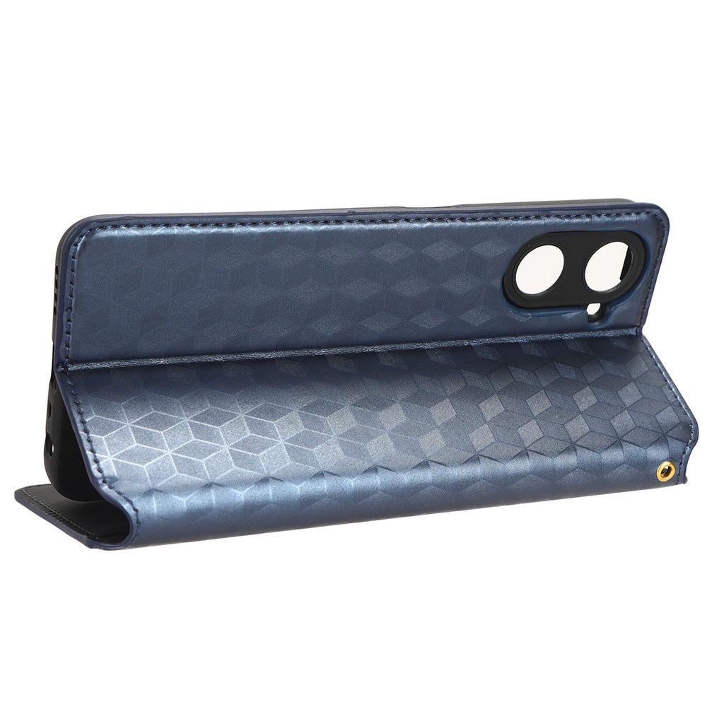 For Realme V30 5G / V30t PU Leather Wallet Case Imprinted Rhombus Pattern Stand Phone Cover