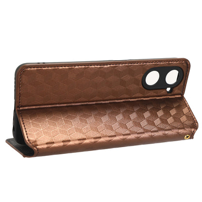 For Realme V30 5G / V30t PU Leather Wallet Case Imprinted Rhombus Pattern Stand Phone Cover