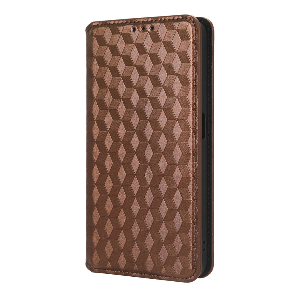 For Realme V30 5G / V30t PU Leather Wallet Case Imprinted Rhombus Pattern Stand Phone Cover