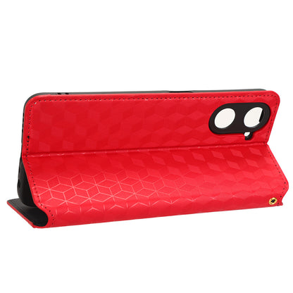 For Realme V30 5G / V30t PU Leather Wallet Case Imprinted Rhombus Pattern Stand Phone Cover