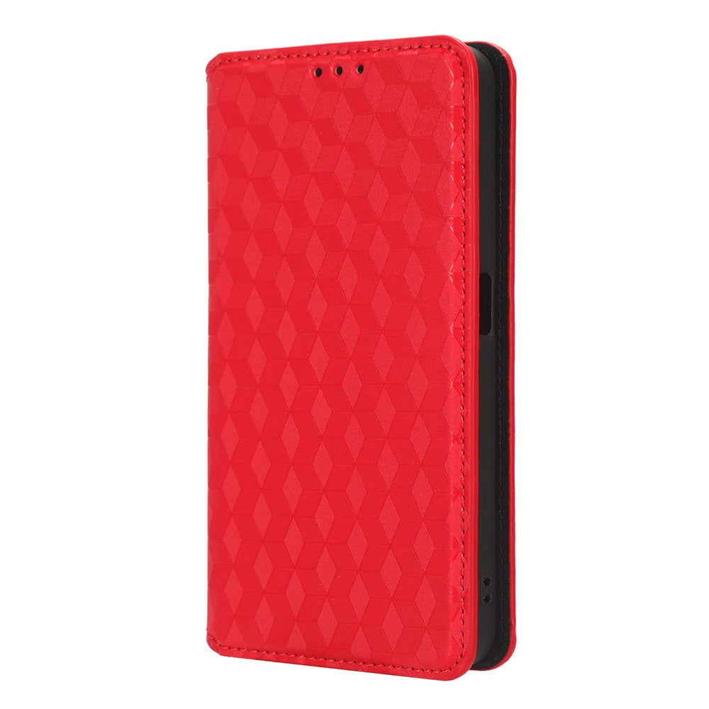 For Realme V30 5G / V30t PU Leather Wallet Case Imprinted Rhombus Pattern Stand Phone Cover
