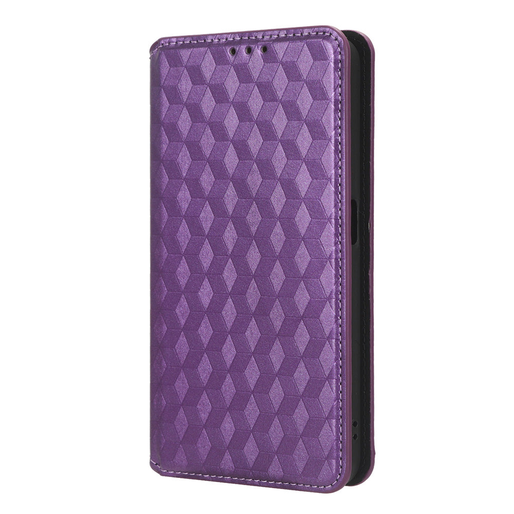 For Realme V30 5G / V30t PU Leather Wallet Case Imprinted Rhombus Pattern Stand Phone Cover