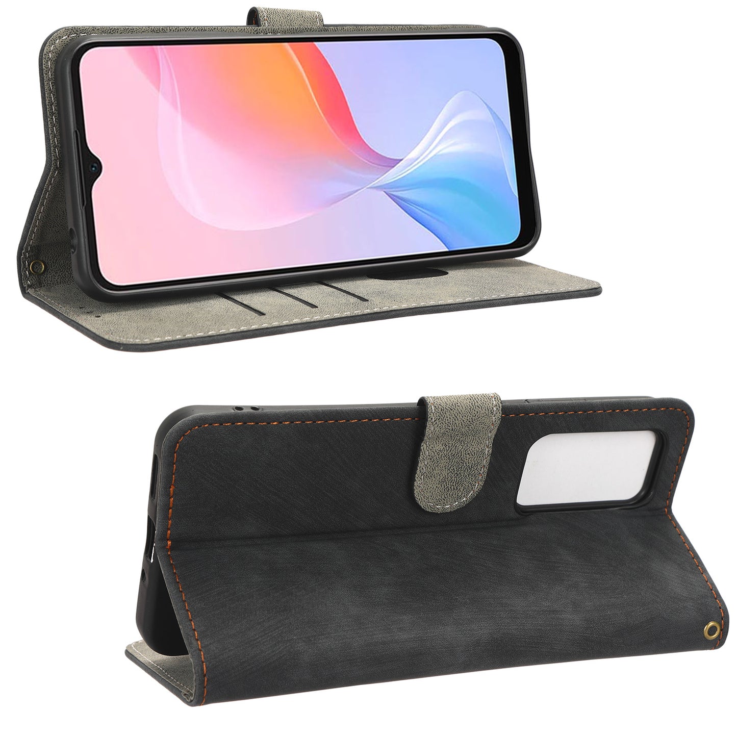 For Blackview A85 PU Leather Flip Wallet Case RFID Blocking Stand Phone Cover with Strap