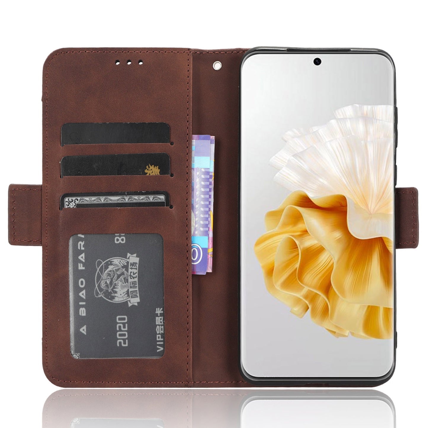 For Huawei P60 Pro / P60 Multiple Card Slots Leather Phone Cover Phone Shell Wallet Cell Phone Case