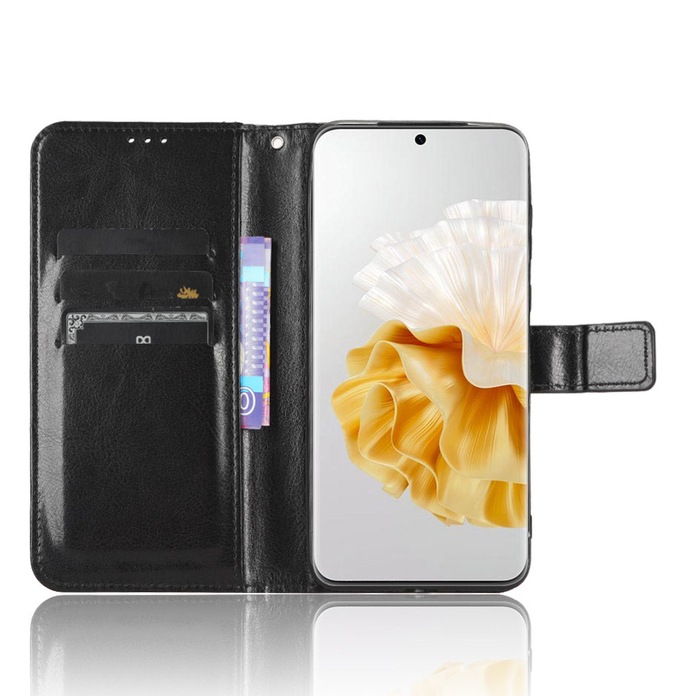 For Huawei P60 Pro / P60 Anti-Dust Crazy Horse Texture Wallet Phone Case PU Leather Phone Stand Cover