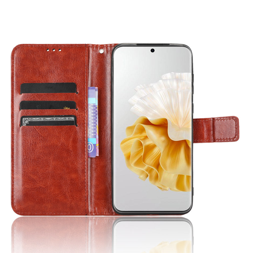 For Huawei P60 Pro / P60 Anti-Dust Crazy Horse Texture Wallet Phone Case PU Leather Phone Stand Cover