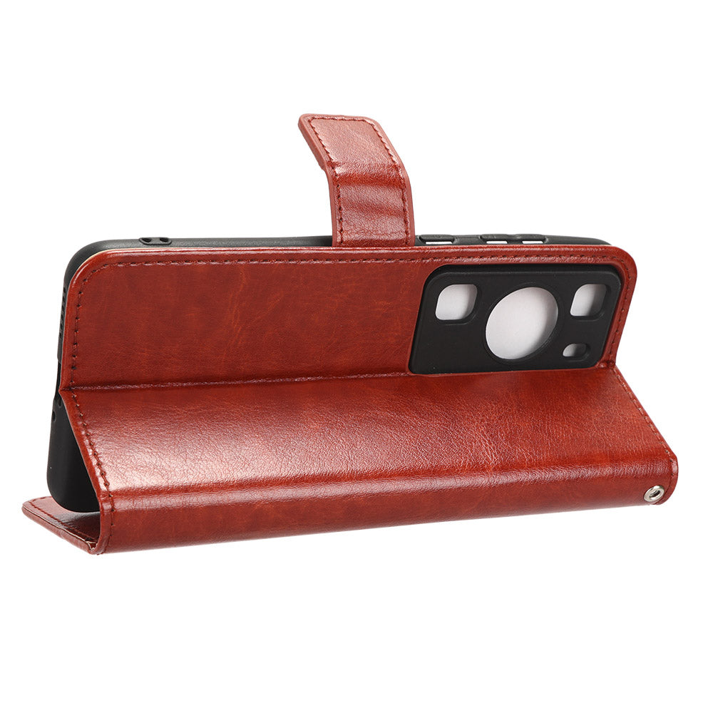 For Huawei P60 Pro / P60 Anti-Dust Crazy Horse Texture Wallet Phone Case PU Leather Phone Stand Cover