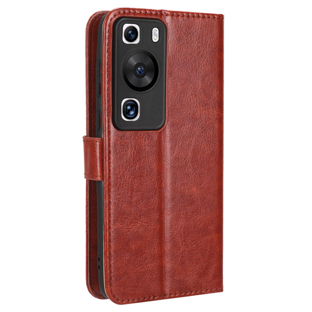 For Huawei P60 Pro / P60 Anti-Dust Crazy Horse Texture Wallet Phone Case PU Leather Phone Stand Cover
