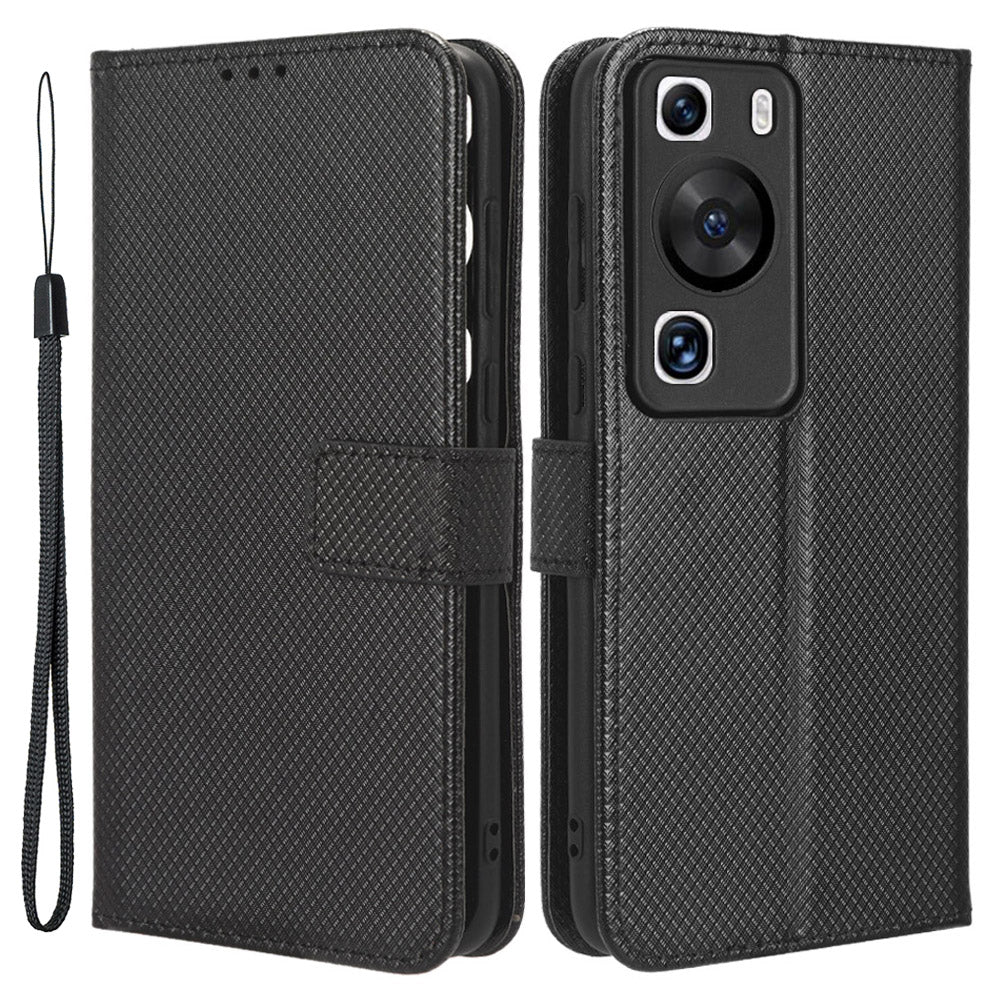 For Huawei P60 Pro / P60 Flip PU Leather Protective Cover Diamond Texture Wallet Anti-Scratch Phone Case