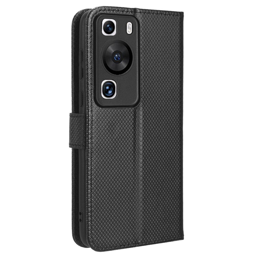 For Huawei P60 Pro / P60 Flip PU Leather Protective Cover Diamond Texture Wallet Anti-Scratch Phone Case