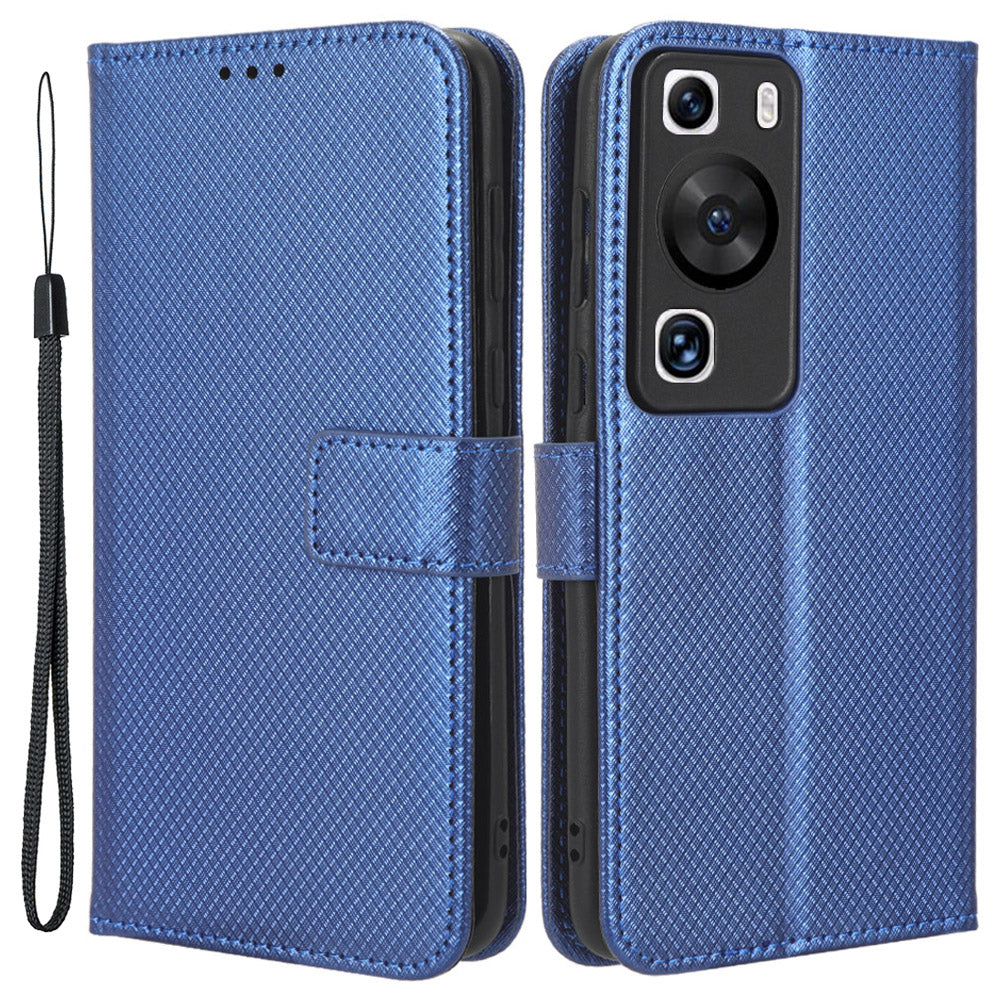 For Huawei P60 Pro / P60 Flip PU Leather Protective Cover Diamond Texture Wallet Anti-Scratch Phone Case