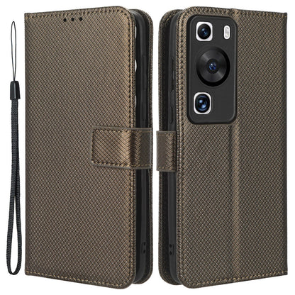 For Huawei P60 Pro / P60 Flip PU Leather Protective Cover Diamond Texture Wallet Anti-Scratch Phone Case