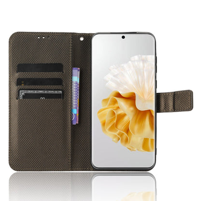 For Huawei P60 Pro / P60 Flip PU Leather Protective Cover Diamond Texture Wallet Anti-Scratch Phone Case