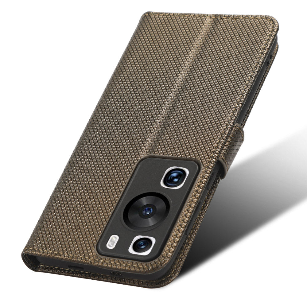 For Huawei P60 Pro / P60 Flip PU Leather Protective Cover Diamond Texture Wallet Anti-Scratch Phone Case