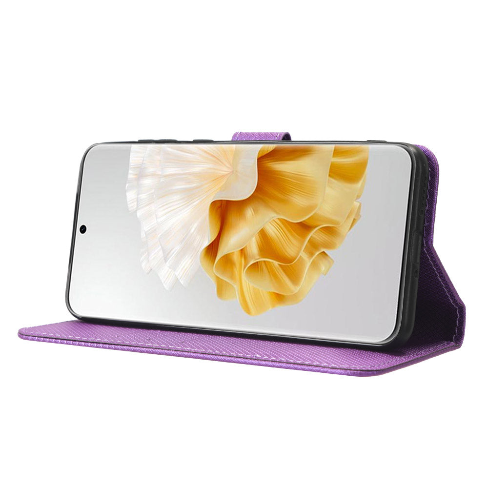 For Huawei P60 Pro / P60 Flip PU Leather Protective Cover Diamond Texture Wallet Anti-Scratch Phone Case