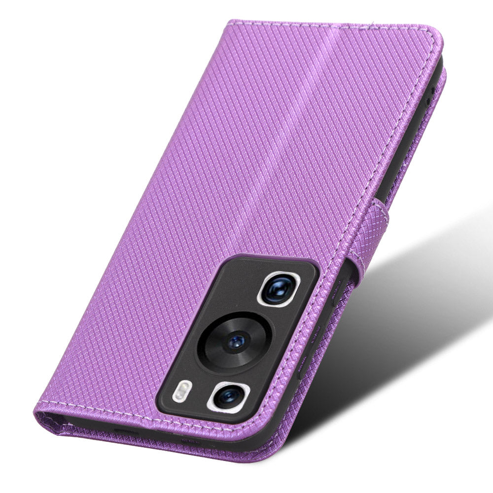For Huawei P60 Pro / P60 Flip PU Leather Protective Cover Diamond Texture Wallet Anti-Scratch Phone Case