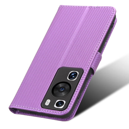 For Huawei P60 Pro / P60 Flip PU Leather Protective Cover Diamond Texture Wallet Anti-Scratch Phone Case