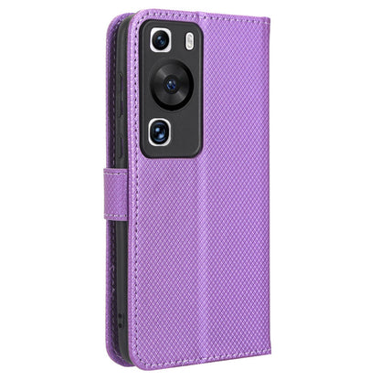 For Huawei P60 Pro / P60 Flip PU Leather Protective Cover Diamond Texture Wallet Anti-Scratch Phone Case