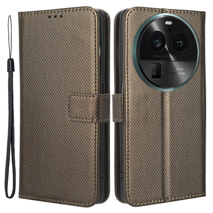 For Oppo Find X6 Pro PU Leather Protective Cover Stand Function Diamond Texture Wallet Phone Case