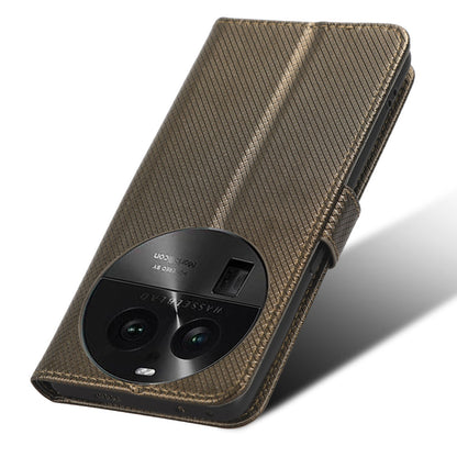 For Oppo Find X6 Pro PU Leather Protective Cover Stand Function Diamond Texture Wallet Phone Case