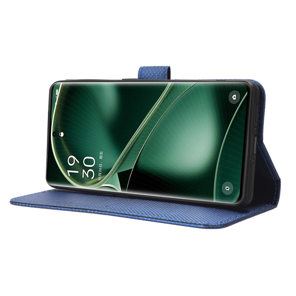 For Oppo Find X6 Pro PU Leather Protective Cover Stand Function Diamond Texture Wallet Phone Case