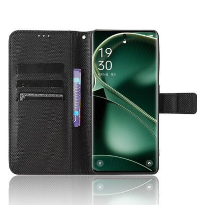 For Oppo Find X6 Pro PU Leather Protective Cover Stand Function Diamond Texture Wallet Phone Case